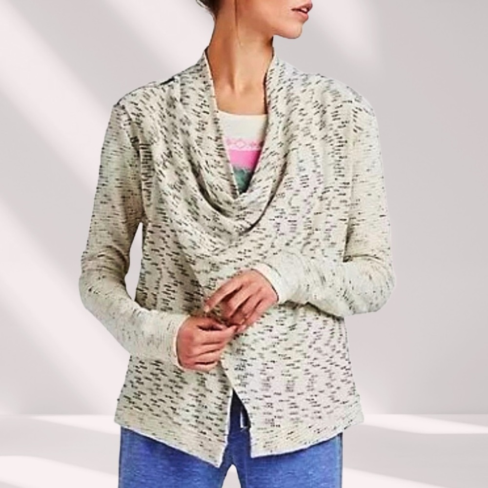 Lucky Brand Asymmetrical Boho Zip Shoulder Textured Drape Sweater | Size M